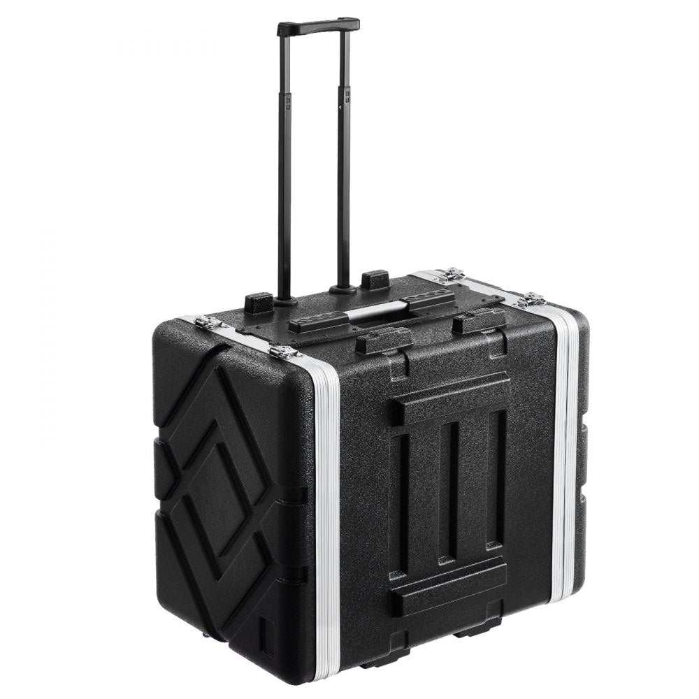 VEVOR 8U Rack Case, Standard 19 in Depth, Server Rack Cabinet with ABS Construction Wheels Heavy-Duty Twist Butterfly Latches, Detachable Front & Back Panels, for Amps, Mixers, Microphone Receivers