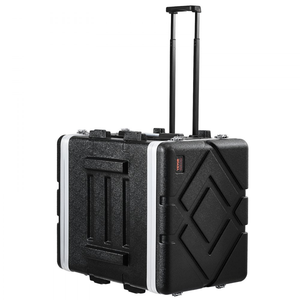 VEVOR 8U Rack Case, Standard 19 in Depth, Server Rack Cabinet with ABS Construction Wheels Heavy-Duty Twist Butterfly Latches, Detachable Front & Back Panels, for Amps, Mixers, Microphone Receivers