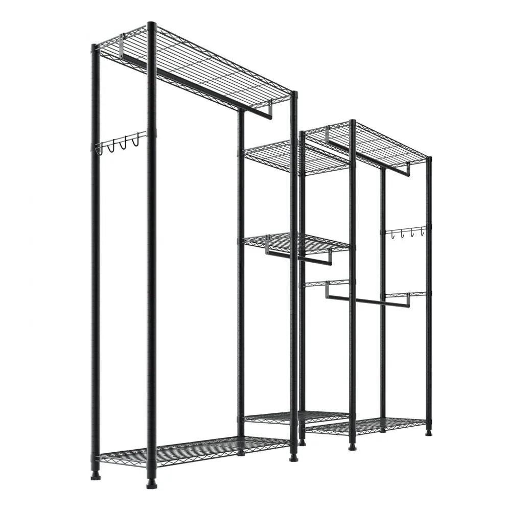 VEVOR Clothing Garment Rack, Heavy Duty Closet Wardrobe, 7 Adjustable Tiers Clothes Racks with Steel Frame, 850 lbs Load Capacity Clothes Rack with 4 Hanging Rods for Bedroom, Clothing Store, Hallway