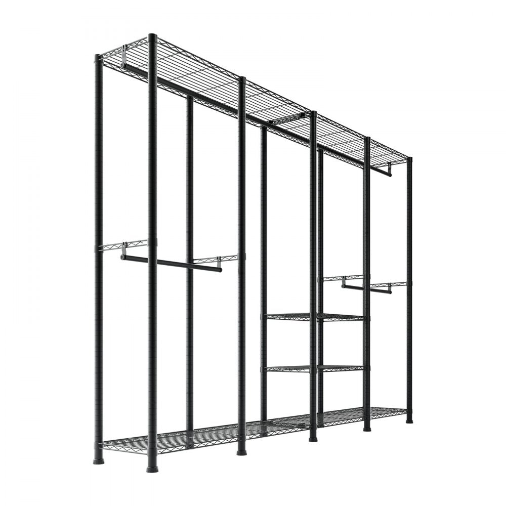 VEVOR Clothing Garment Rack, Heavy Duty Closet Wardrobe, Adjustable Tiers Clothes Racks with Steel Frame, 1100 lbs Load Capacity Clothes Rack with 4 Hanging Rods for Bedroom, Clothing Store, Hallway