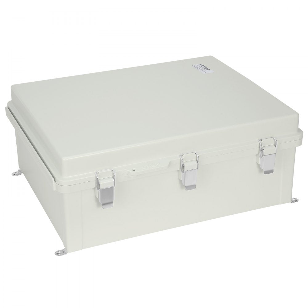 VEVOR Outdoor Electrical Junction Box, 13.78 x 9.84 x 5.90 in, ABS Plastic Electrical Enclosure Box with Hinged Cover Stainless Steel Latch, IP67 Dustproof Waterproof for Outdoor Electrical Projects