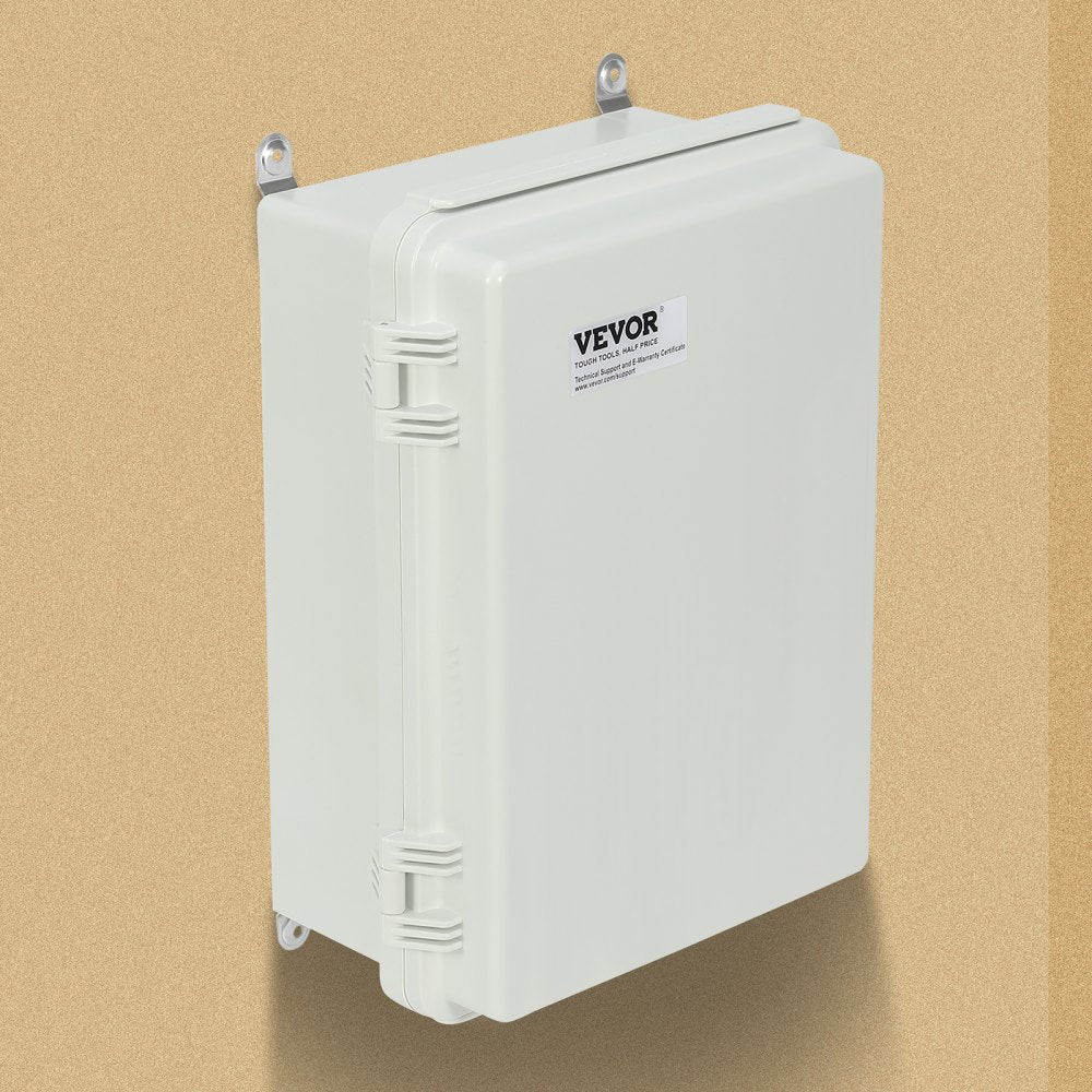 VEVOR Outdoor Electrical Junction Box, 16.93 x 12.99 x 7.09 in, ABS Plastic Electrical Enclosure Box with Hinged Cover Stainless Steel Latch, IP67 Dustproof Waterproof for Outdoor Electrical Projects