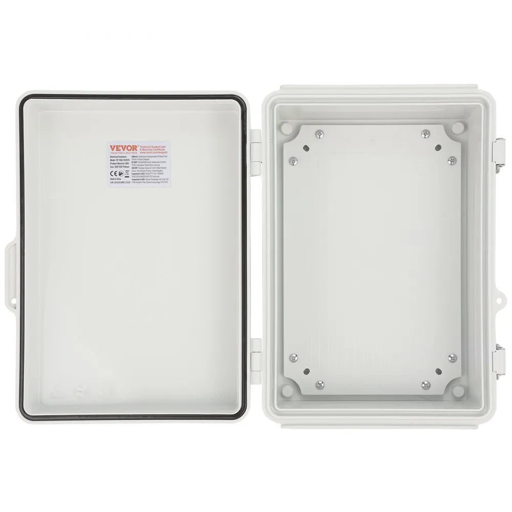 VEVOR Outdoor Electrical Junction Box, 16.93 x 12.99 x 7.09 in, ABS Plastic Electrical Enclosure Box with Hinged Cover Stainless Steel Latch, IP67 Dustproof Waterproof for Outdoor Electrical Projects