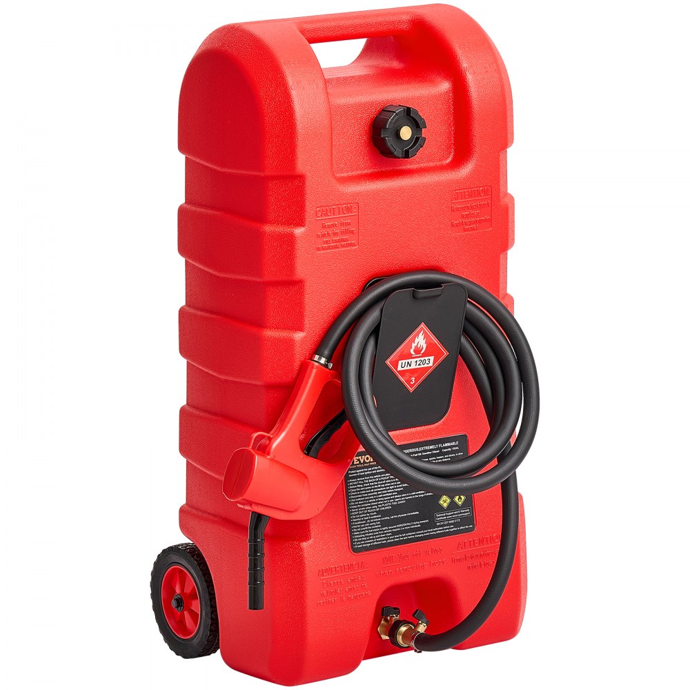 VEVOR Fuel Caddy, 15 Gallon, Portable Fuel Tank with Gravity & Hand Pump Modes, Fuel Tank Container with Wheels, 10 ft Delivery Hose & Manual Pump, Gas Caddy for Motorboats, ATVs, Gasoline & Diesel