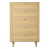 VEVOR 5 Drawer Rattan Dresser, Modern Closet Dresser for Bedroom, Natural Rattan Chest of Drawers with Metal Handles & Wooden Legs, Chest Clothing Organizer & Storage for Bedroom, Living Room, Hallway