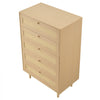 VEVOR 5 Drawer Rattan Dresser, Modern Closet Dresser for Bedroom, Natural Rattan Chest of Drawers with Metal Handles & Wooden Legs, Chest Clothing Organizer & Storage for Bedroom, Living Room, Hallway