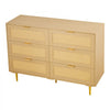 VEVOR 6 Drawer Rattan Dresser, Double Dresser for Bedroom, Natural Rattan Chest of Drawers with Metal Handles & Legs, Modern Wood Chest Clothing Organizer & Storage for Bedroom, Living Room, Hallway