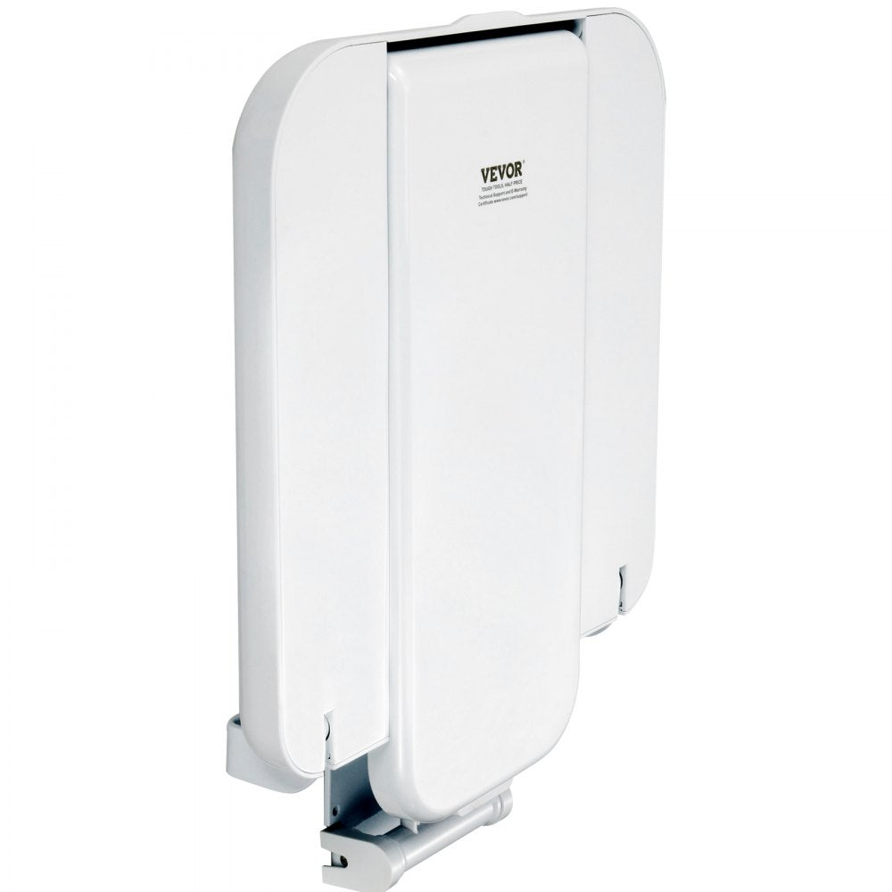 VEVOR Folding ABS Shower Seat, 15.7'' x 16.7'' Unfolded, Wall Mounted Fold Up Shower Bench with 440 lbs Load Capacity, Space Saving Fold Down Shower Chair for Seniors Pregnant Women Children Adults