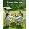 VEVOR Folding Table, 6 Ft Heavy Duty Portable Fold-in-Half Utility Table, Indoor Outdoor Plastic Rectangle Table with Built in Handle, for Party, Dining, Wedding, Events, Picnic, Camping, White