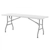 VEVOR Folding Table, 6 Ft Heavy Duty Portable Fold-in-Half Utility Table, Indoor Outdoor Plastic Rectangle Table with Built in Handle, for Party, Dining, Wedding, Events, Picnic, Camping, White