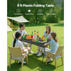 VEVOR Folding Table, 6 Ft Heavy Duty Portable Fold-in-Half Utility Table, Indoor Outdoor Plastic Rectangle Table with Built in Handle, for Party, Dining, Wedding, Events, Picnic, Camping, Black