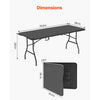 VEVOR Folding Table, 6 Ft Heavy Duty Portable Fold-in-Half Utility Table, Indoor Outdoor Plastic Rectangle Table with Built in Handle, for Party, Dining, Wedding, Events, Picnic, Camping, Black