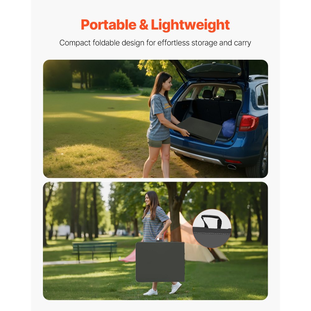VEVOR Folding Table, 6 Ft Heavy Duty Portable Fold-in-Half Utility Table, Indoor Outdoor Plastic Rectangle Table with Built in Handle, for Party, Dining, Wedding, Events, Picnic, Camping, Black