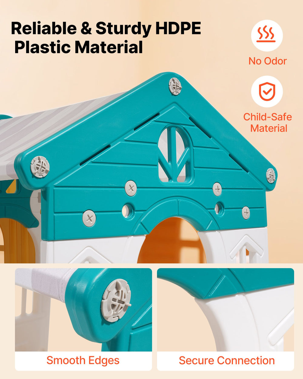 VEVOR Outdoor Playhouse HDPE plastic material details (feature graphic)