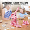 VEVOR 3-IN-1 Button Maker, 1/1.25/2.28 inch(25/32/58mm) Pin Maker, 300pcs Button Parts,Button Maker Machine with Panda Magic Book,  Ergonomic Arc Handle Punch Press Kit, For Children DIY Gifts, Pink