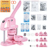 VEVOR 3-IN-1 Button Maker, 1/1.25/2.28 inch(25/32/58mm) Pin Maker, 300pcs Button Parts,Button Maker Machine with Panda Magic Book,  Ergonomic Arc Handle Punch Press Kit, For Children DIY Gifts, Pink
