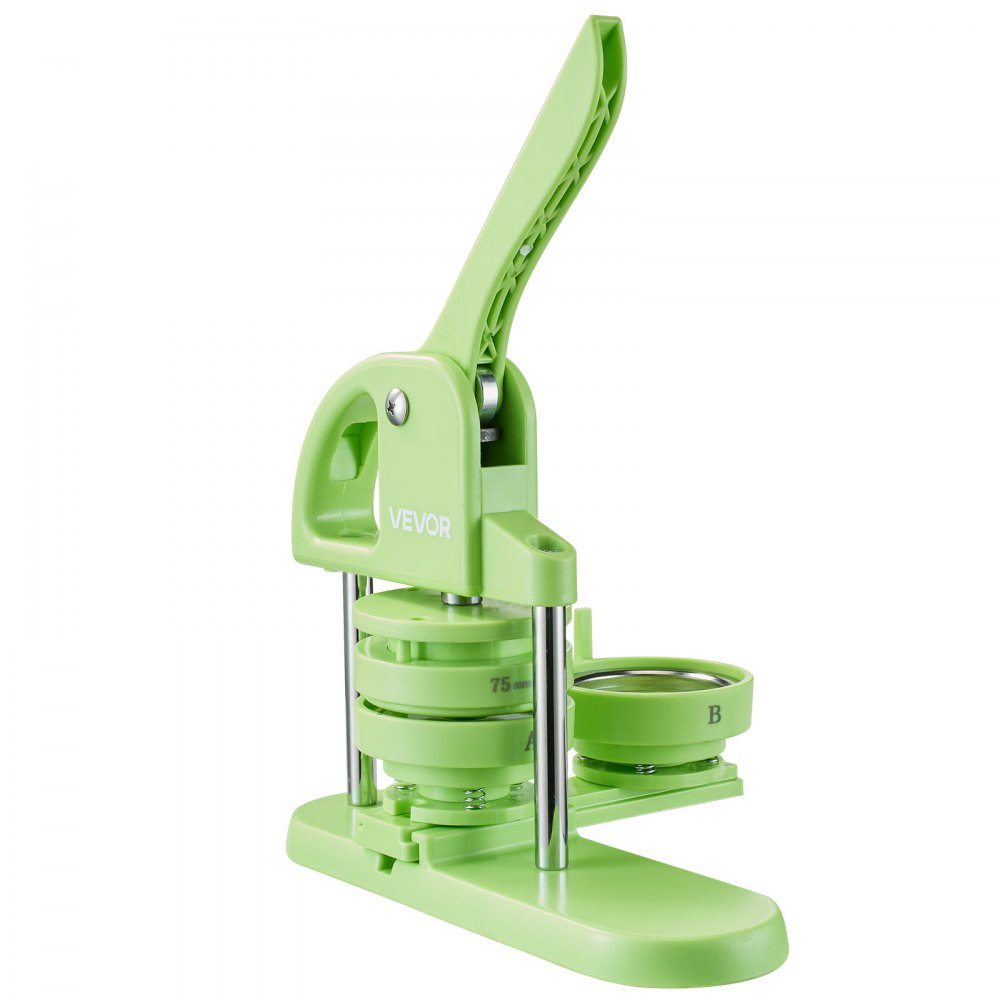 VEVOR Button Maker Machine, 1.26/2.28 inch 2-in-1, Plastic Pin Maker with 200 pcs Button Parts, Circle Cutter and Magic Book, Reinforced Ergonomic Handle, for DIY Badges, Personalized Pins, Green