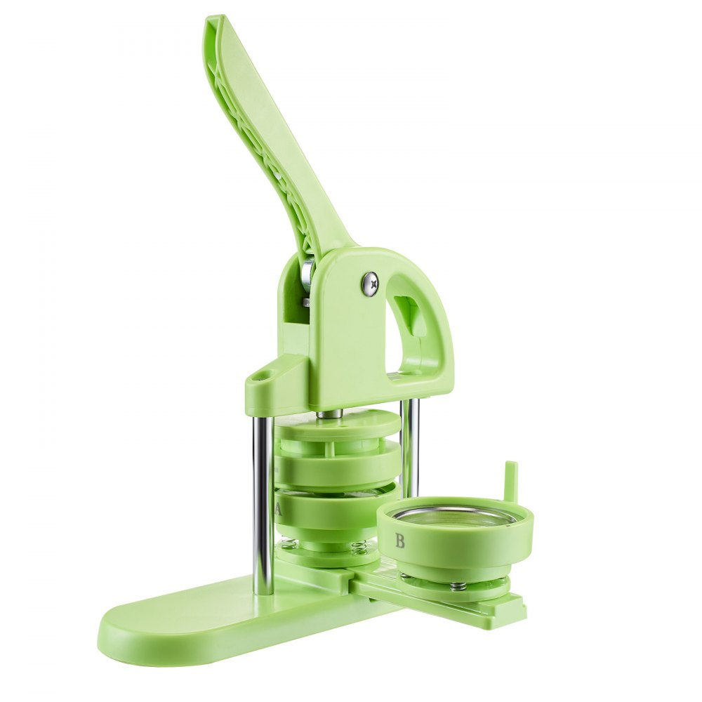 VEVOR Button Maker Machine, 2.95 in, Plastic Pin Maker with 100pcs Button Parts, Circle Cutter and Magic Book, Reinforced Ergonomic Handle, for DIY Badges, Personalized Pins and Key Chains, Green