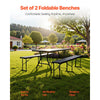 VEVOR Plastic Folding Bench, 6 ft Portable Bench for Outdoor Picnic Party Camping Dining, Foldable Smooth HDPE Seat for Garden Soccer Multipurpose Entertaining Activities, 2 Pack, 2 Carry Bags, Black