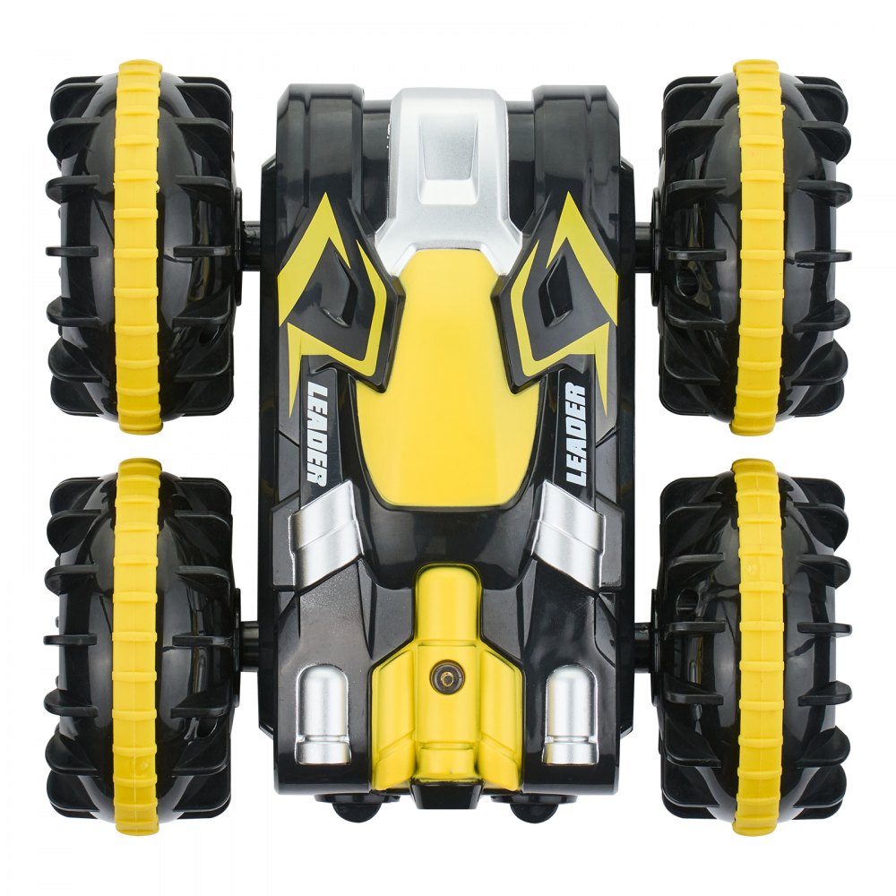 VEVOR Amphibious Remote Control Car Boat, 2.4GHz 12 km/h, 4WD Waterproof RC Car for Kids, 360° Rotating Stunt Car with 2 Batteries, All Terrain Water Beach Pool Toy for 6+ Year Old Boys Girls, Yellow