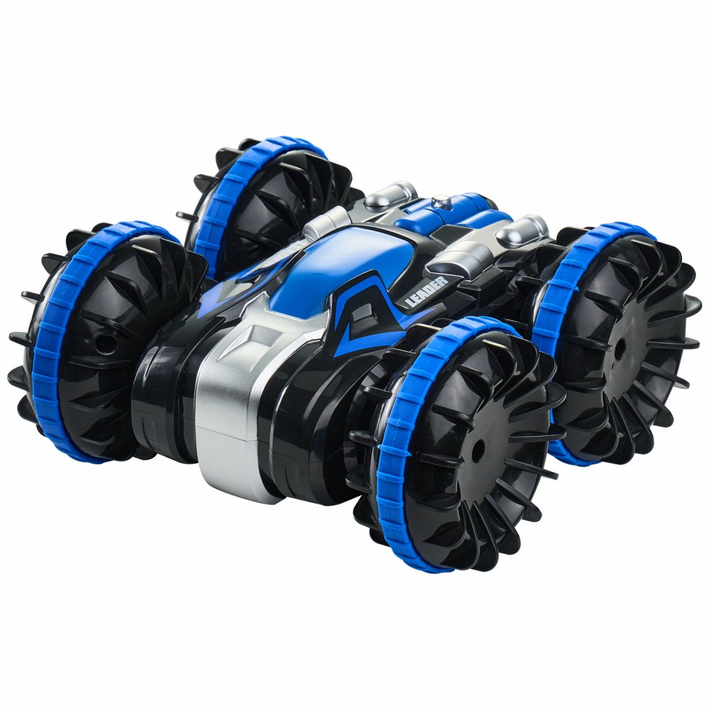 VEVOR Amphibious Remote Control Car Boat, 2.4GHz 12 km/h, 4WD Waterproof RC Car for Kids, 360° Rotating Stunt Car with 2 Batteries, All Terrain Water Beach Pool Toy for 6+ Year Old Boys Girls, Blue