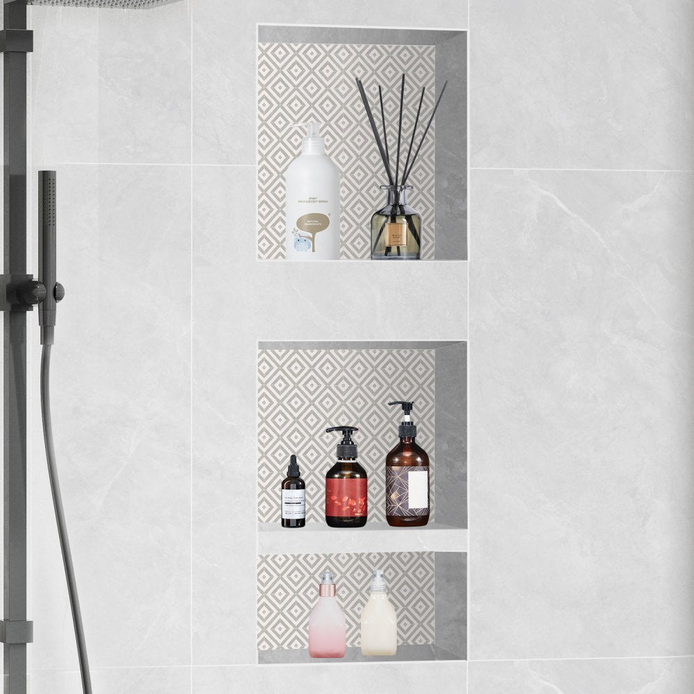VEVOR Shower Niche Ready for Tile 16" x 16" & 16" x 20", Triple Shelf Organizer, Square Corners Wall-inserted Niche Recessed, Sealed Protection Modern Soap Storage Niche for Shower Bathroom, Black