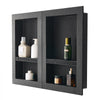 VEVOR Shower Niche, 16 x 24 inch + 16 x 24 inch Recessed Wall Niche with Movable Shelf, 4 inch Thick Modern Soap&Shampoo Storage Organizer,Square Corners,Sealed Waterproof,Black for Bathroom Shower
