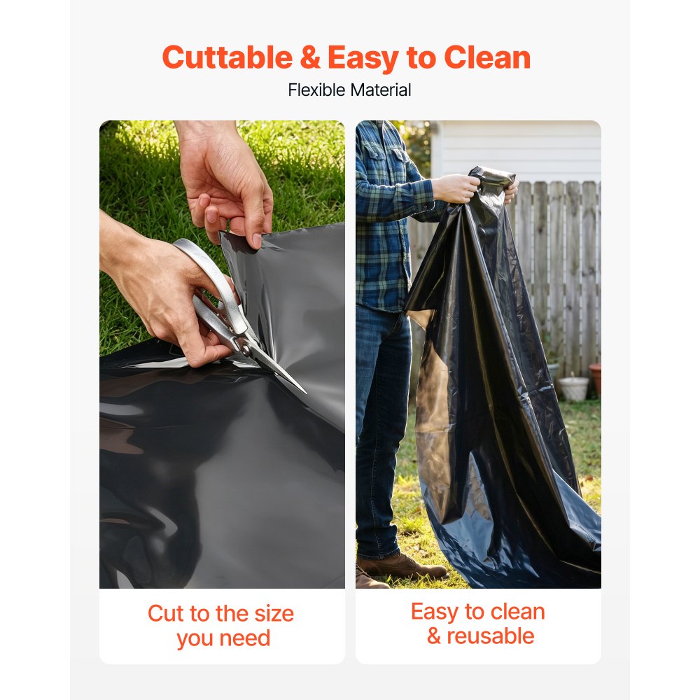 VEVOR 4 Mil Plastic Sheeting 10' x 100' Black Heavy Duty Polyethylene Roll, Thick Plastic Roll for Garden, Drop Cloth Painters Tarp, Polyethylene Covering for Crawl Space Vapor Barrier, Weed Control