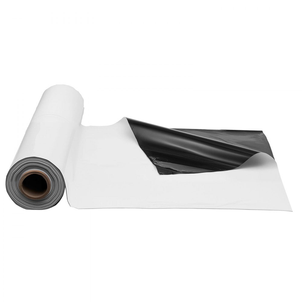 VEVOR 10 Mil Plastic Sheeting Heavy Duty 10' x 65', Thick Plastic Sheeting Roll, Plastic Drop Cloth Painters Tarp Covering for Crawl Space Vapor Barrier, Black and White Double-Sided, Multi-Purpose