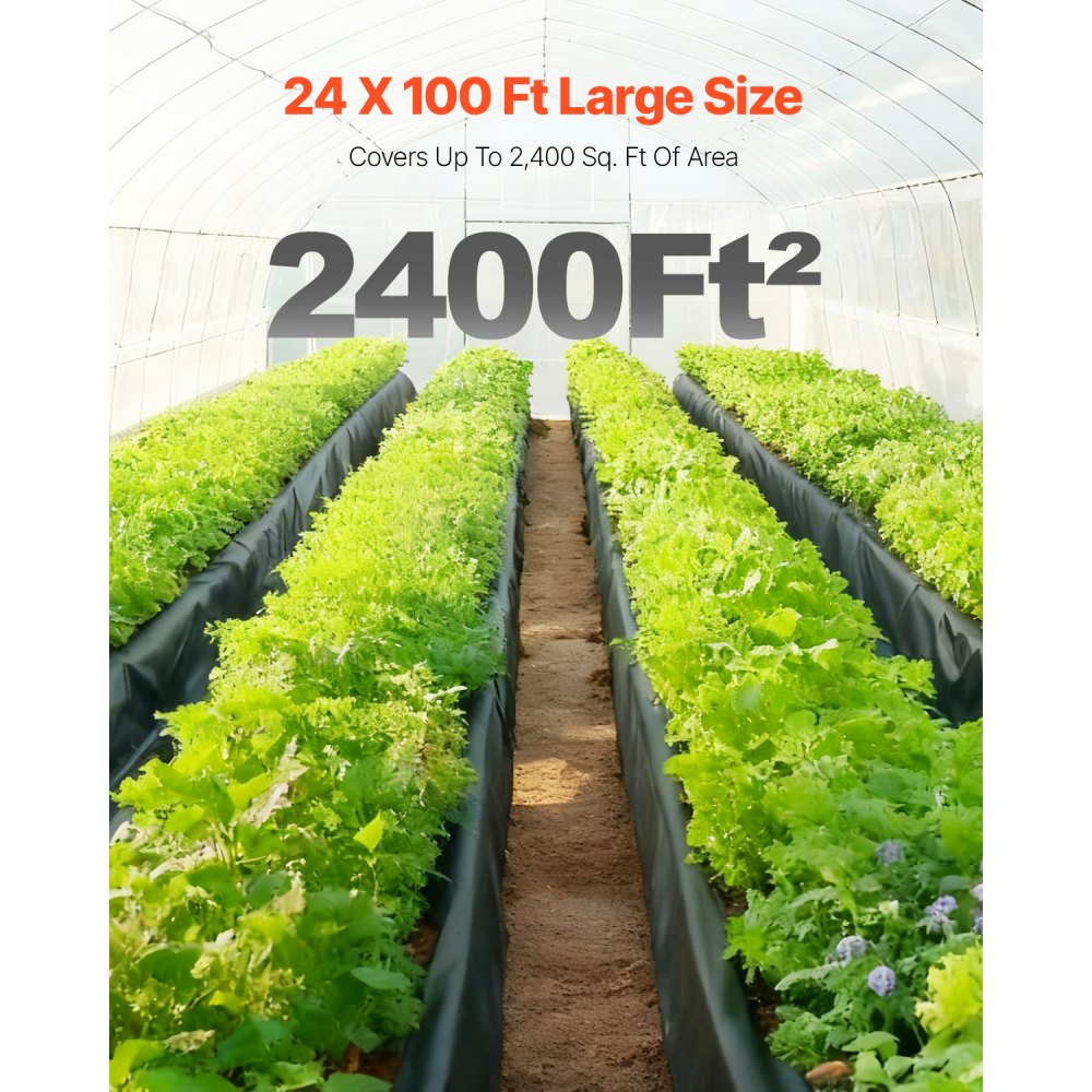 VEVOR 24' x 100' Plastic Sheeting Heavy Duty , 6 Mil Thick Plastic Sheeting Roll, Plastic Drop Cloth Painters Tarp, Polyethylene Covering for Crawl Space Vapor Barrier, Multi-Purpose, Black
