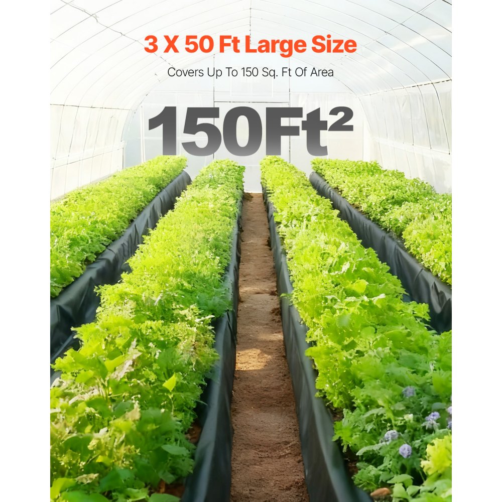 VEVOR 3FT x 50FT Plastic Sheeting Heavy Duty, 4 Mil Thick Plastic Sheeting Roll, Plastic Drop Cloth Painters Tarp, Polyethylene Covering for Crawl Space Vapor Barrier, Multi-Purpose, Black