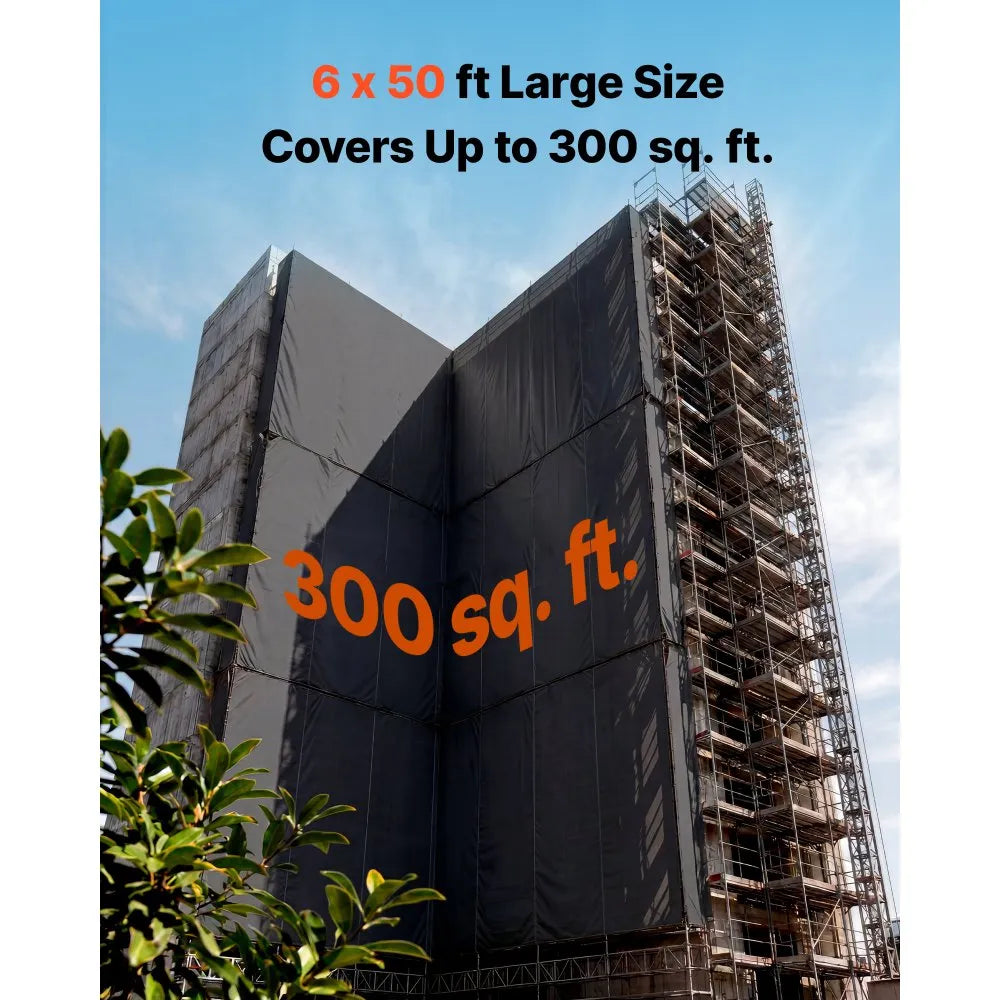 VEVOR 10 Mil Plastic Sheeting 6' x 50' Heavy Duty Thick Polyethylene Roll, Plastic Drop Cloth Painters Tarp, Polyethylene Covering for Crawl Space Vapor Barrier, Weed Control, Garden, Black & White