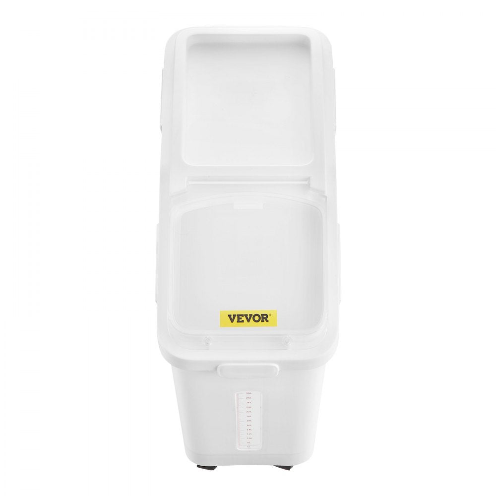VEVOR Rice Storage Container, 11.4Gallon/50L Capacity Large Dog Food Dispenser Bin, Kitchen Ingredient Grain Cereal Flour Bin, Pet food Containers with Wheels, Scoop, Scale Line, Airtight Lid, 1 Pack