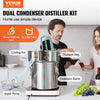 VEVOR Alcohol Still, 13.2 Gal / 50 L Stainless Steel Water Alcohol Distiller with Copper Coil for Fast Cooling, Dual Condenser Distiller Kit with Secondary Distillation, for Wine Whisky Brandy, Silver