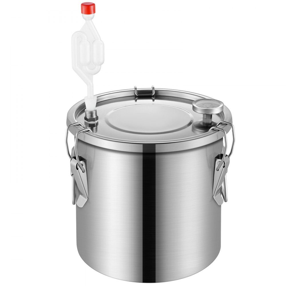 VEVOR Alcohol Still, 3 Gal / 11.4 L Stainless Steel Water Alcohol Distiller with Coil Cooling, Home Brewing Refining Fermentation Kit with Dual Display Thermometer, for Wine Whisky Brandy, Silver