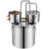 VEVOR Alcohol Still, 8 Gal / 30 L Stainless Steel Water Alcohol Distiller with Copper Coil for Fast Cooling, Dual Condenser Distiller Kit with Secondary Distillation, for Wine Whisky Brandy, Silver