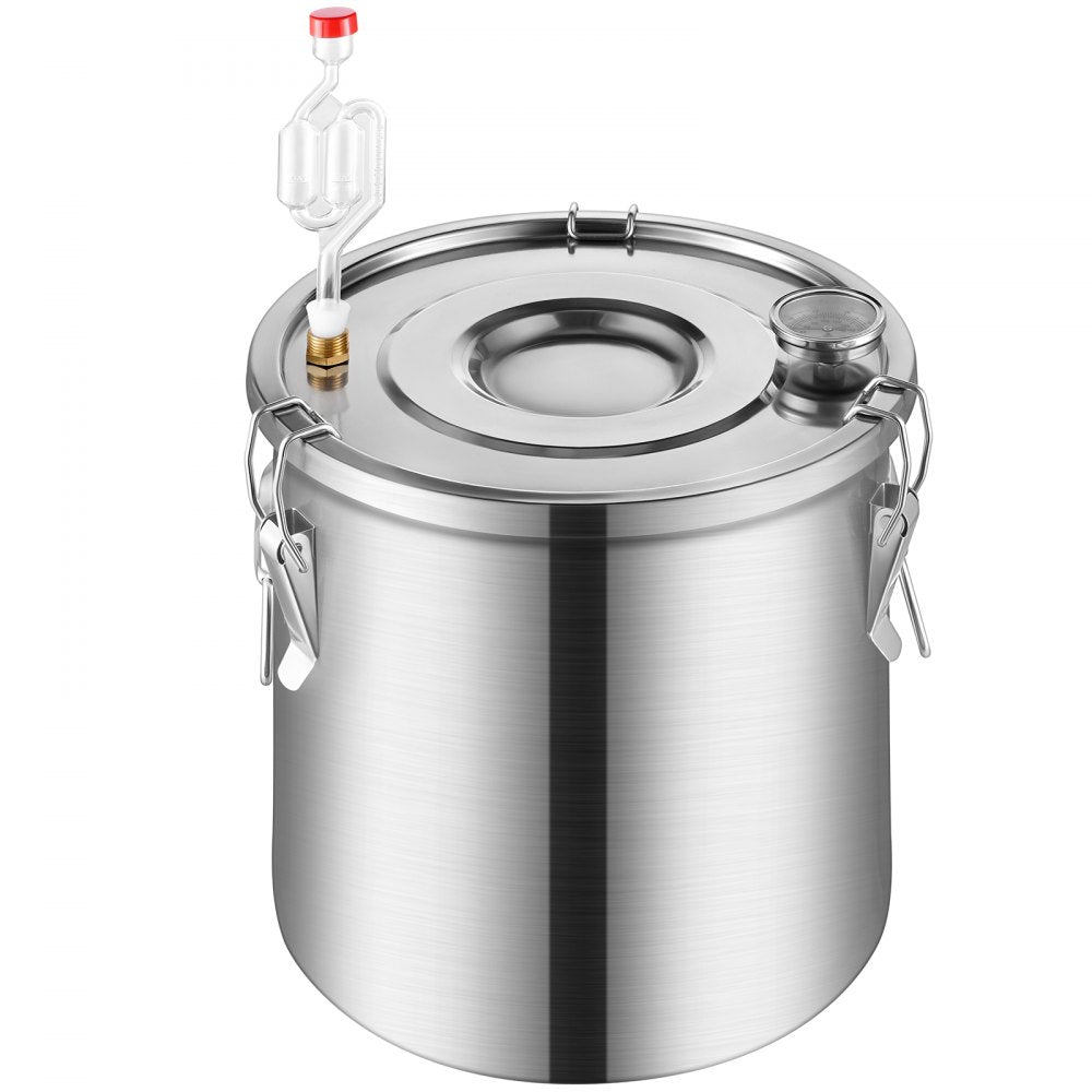 VEVOR Alcohol Still, 8 Gal / 30 L Stainless Steel Water Alcohol Distiller with Copper Coil for Fast Cooling, Dual Condenser Distiller Kit with Secondary Distillation, for Wine Whisky Brandy, Silver