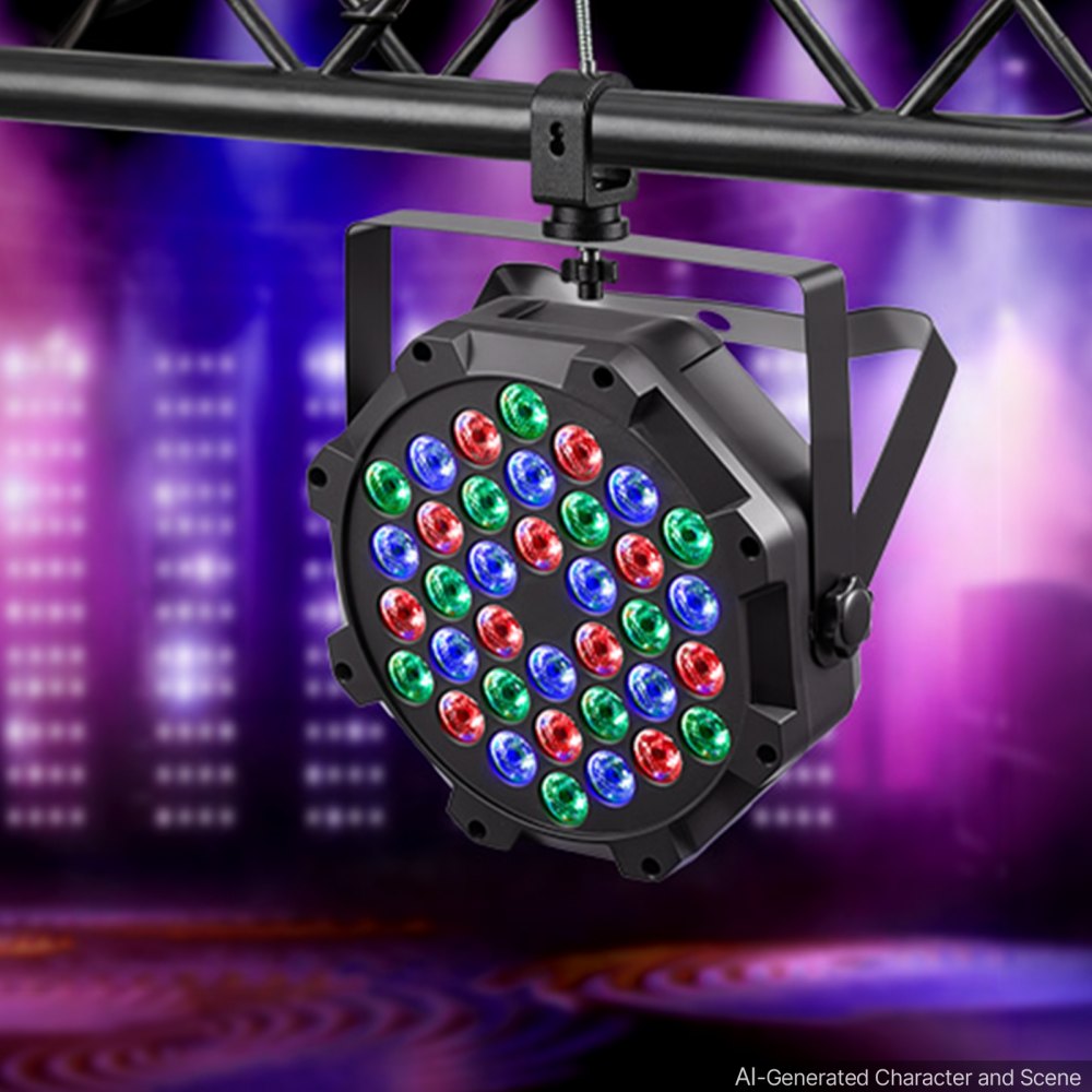 VEVOR LED Par Lights, 8 Pack 36 LED RGB Stage Lights Uplight Stage Lighting, for DJ, Event, Music Party, Wedding, Bar, Church, Remote & DMX Control, Sound Activated, 6 Lighting Effects, Carry Handle