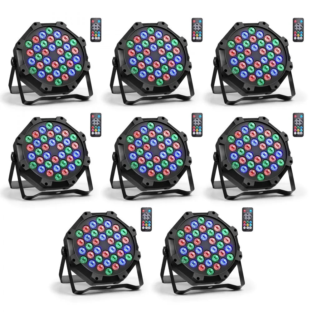 Vevor Stage Lights LED Par Lights 8-Pack RGB DJ Uplighting with Remote, DMX Control & 6 Effects New