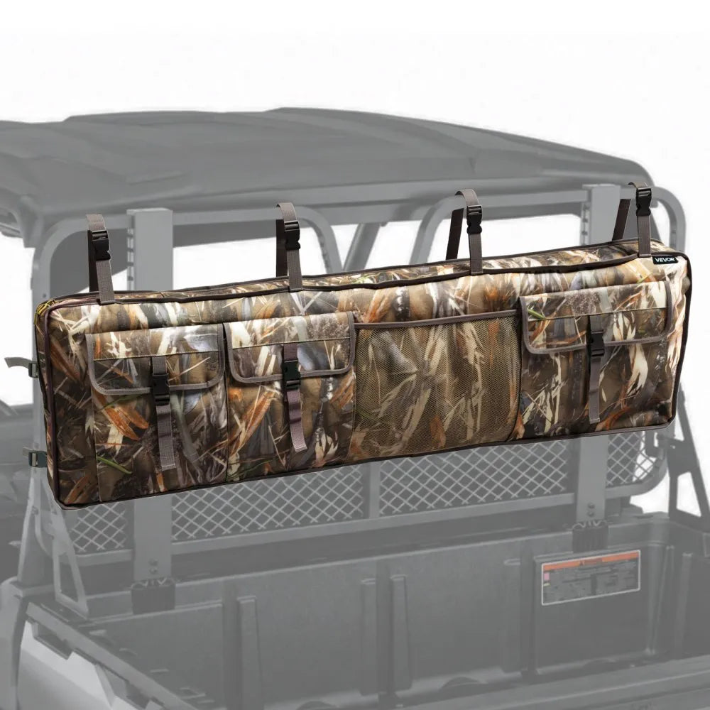 VEVOR Double Hunting Tool Bag Holder Rack Oxford Soft Carrier Case for UTV, Quick Release Rear Storage Bag, Large Capacity UTV Roll Cage Cargo Organizer, with Pockets, Side Zipper, Adjustable Straps