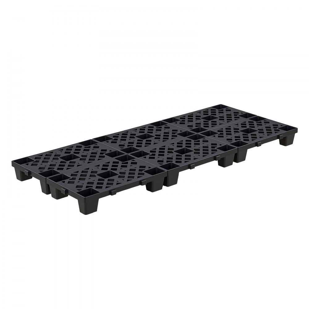 VEVOR Plastic Pallets, 6 Pcs Plastic Pallets for Basement Storage, Nestable Lightweight Waterproof Storage Pad with Breathable Grid for Indoor Outdoor Supermarket Warehouse, 19.7" x 12" x 3.9", Black