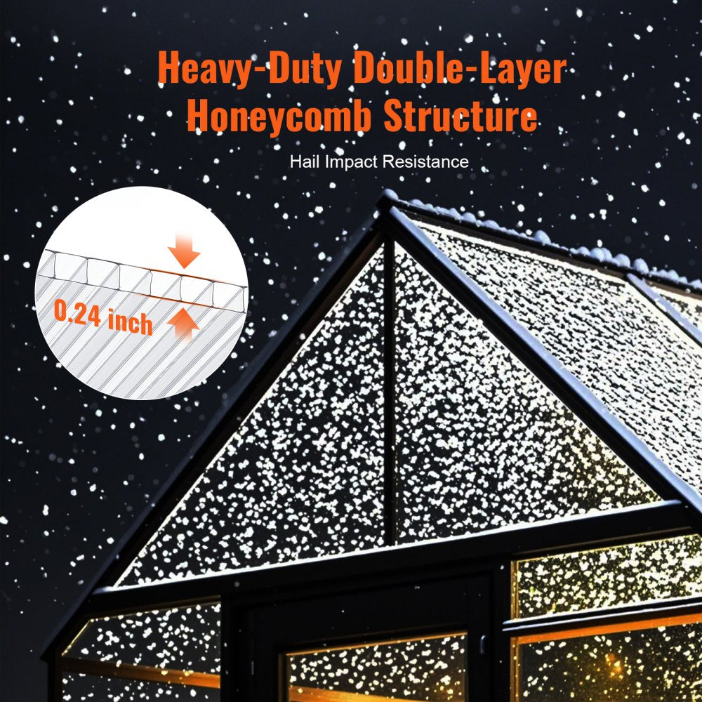 VEVOR 12 Pack Polycarbonate Greenhouse Panels, 2' X 4' X 0.24'' Roof Panels Sheets, Waterproof UV Protected Corrugated Plastic Roofing, Impact Resistance Clear Roofing Sheets for Greenhouse/Garden