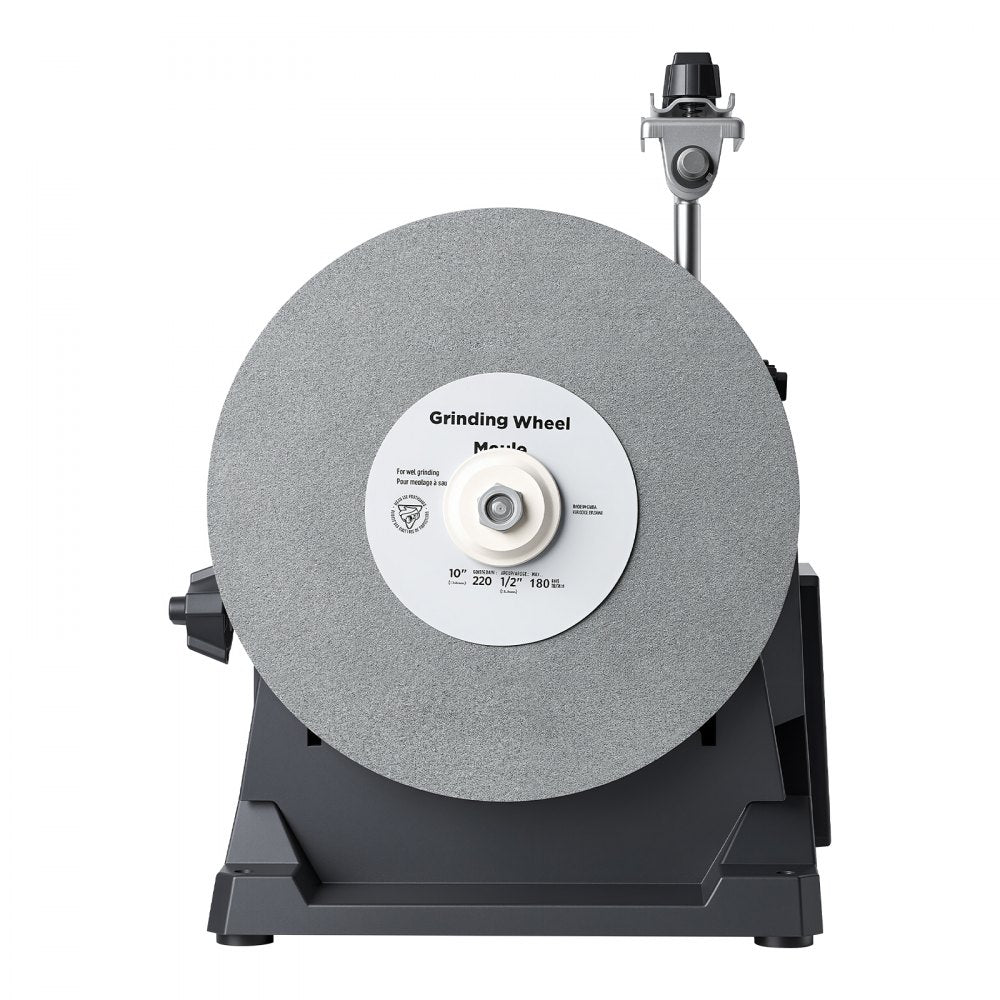 VEVOR Water-Cooled Grinding Machine, 1.6A 145RPM Knife Sharpening Machine, 10" Wet Grinding Wheel & 8" Leather Stropping Wheel, Wet/Dry Stone Grinder with Water-Cooling Tray for Knives Chisels, 120V