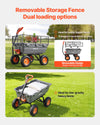 VEVOR Garden Dump Cart, 1200 lbs Poly Dump Cart, Garden Carts Dumps Wagon with Storage Fence, 2-in-1 Convertible Handle, 90° Quick-Dumps Mechanism, 180° Swivel Wheels, Yard Wagon for Plants, Soil