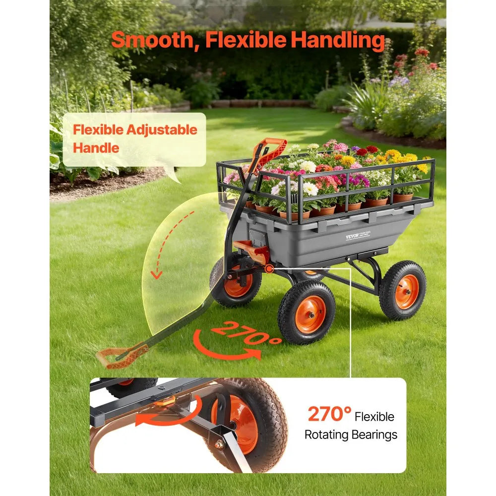 Smooth, flexible handling with adjustable handle and swivel steering