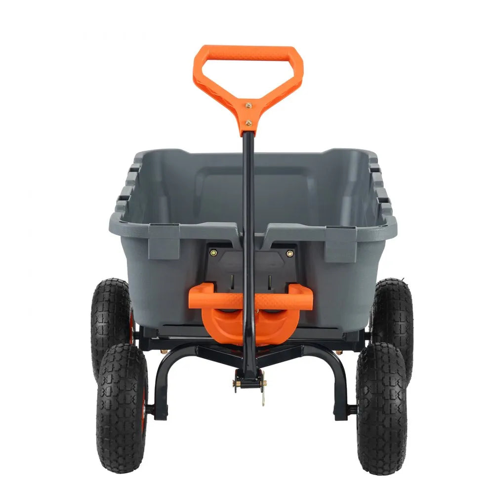 VEVOR Garden Cart, Durable Poly Dump Cart with Simple Assembly Steel Structure, Versatile Dump Wagon with Dual-Function Handle, Handy Wheelbarrow with 800 lbs Load Capacity, 10 inch Wheels
