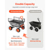 VEVOR Garden Dump Cart, 800 lbs Poly Dump Cart, Garden Carts Dumps Wagon with Storage Fence, 90° Quick-Dumps Mechanism, 180° Swivel Wheels, 90° Rotating Handle, Yard Wagon for Plants, Soil, Crops