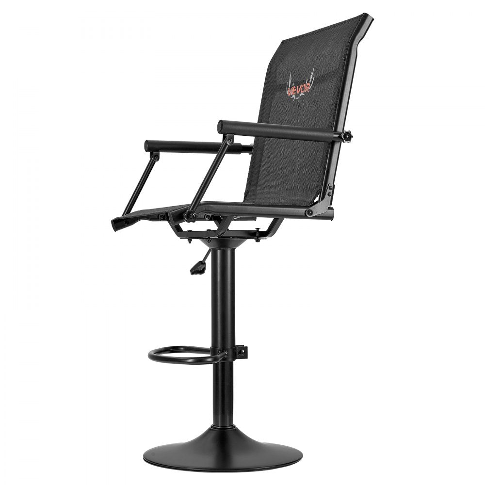 VEVOR Hunting Chair, 360° Silent Swivel, Lightweight Blind Chair, Heavy-Duty Steel Frame Ground Stool Seat, with Padded Armrests, Height Adjustable, 300 Lbs Capacity, for Outdoor Fishing, Camping