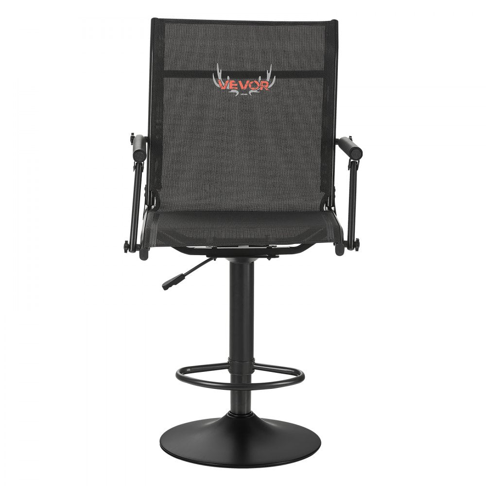 VEVOR Hunting Chair, 360° Silent Swivel, Lightweight Blind Chair, Heavy-Duty Steel Frame Ground Stool Seat, with Padded Armrests, Height Adjustable, 300 Lbs Capacity, for Outdoor Fishing, Camping