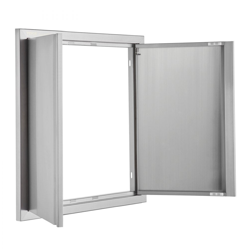 VEVOR BBQ Access Door, 24W x 24H Inch Double Outdoor Kitchen Door, Stainless Steel Flush Mount Door, Wall Vertical Door with Recessed Handles , for BBQ Island, Grilling Station, Outside Cabinet